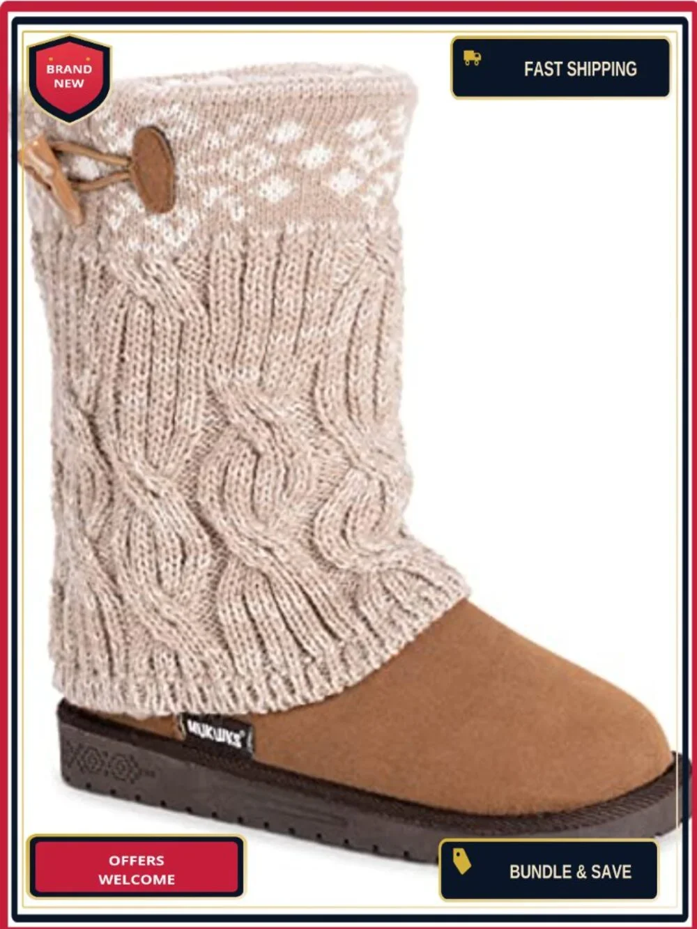 Women's Mid-Calf Water Resistant Acrylic Knit Pull-On Boots